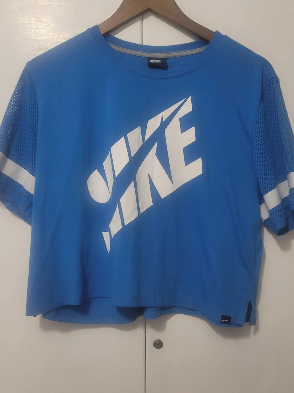 Nike Blue Cropped Logo Tee